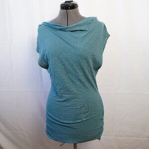 Vanessa Virginia size S teal short sleeve blouse